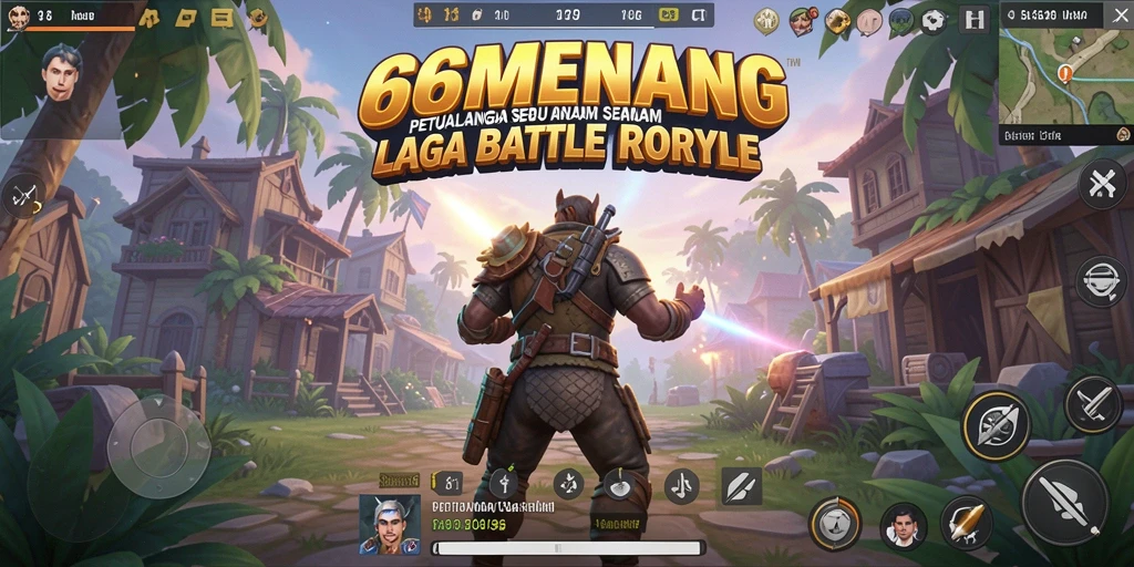 Screenshot menunjukkan aksi menegangkan di 66MENANG saat bertarung di Battle Royale.