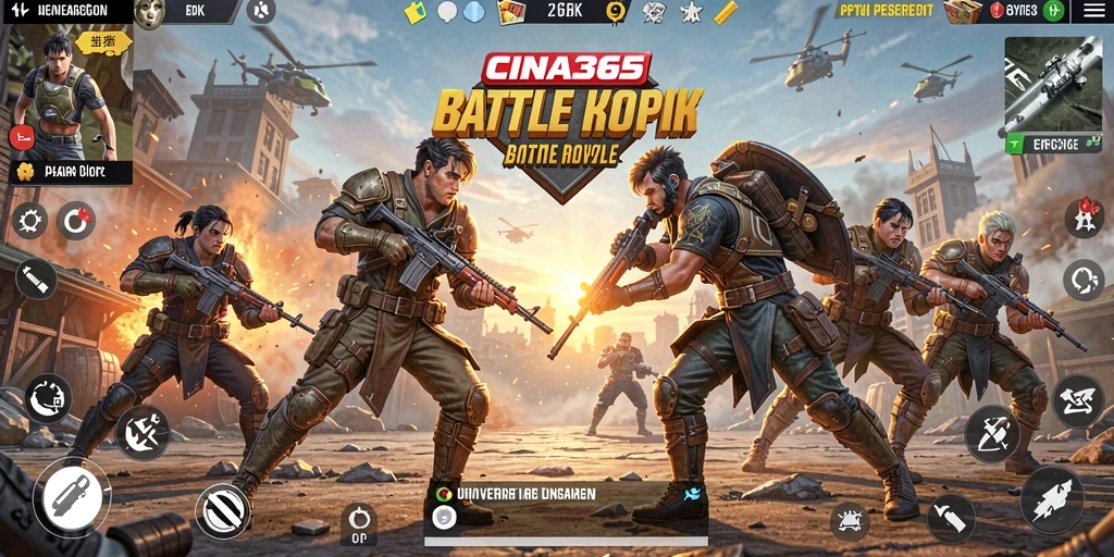 Tampilan menarik dari gameplay CINA365 dalam Battle Royale.