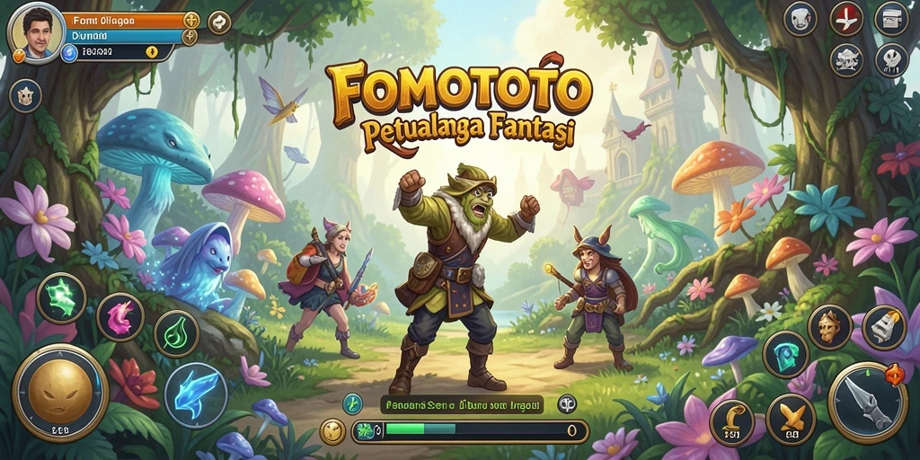 Screenshot gameplay FOMOTOTO yang menunjukkan pertarungan epik karakter.