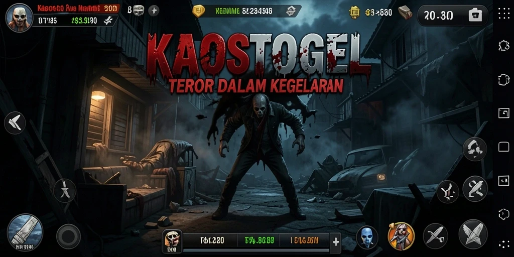 Tangkapan layar KAOSTOGEL menampilkan gameplay yang menegangkan dan atmosfer yang mencekam.