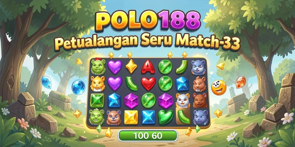 Tampilan gameplay seru dengan elemen Match-3 yang berwarna-warni.