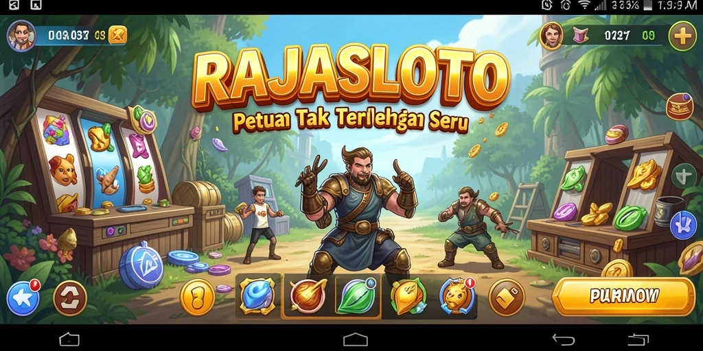 Screenshot gameplay seru dari RAJASLOTO yang menampilkan petualangan mendebarkan.