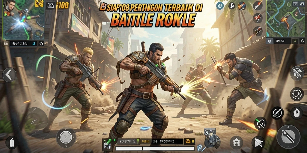 Screenshot gameplay SIAP108 dengan pertarungan seru Battle Royale.