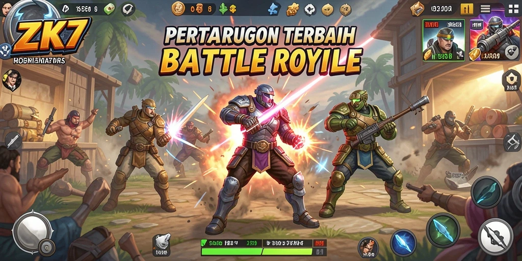 Screenshot ZK7 menunjukkan pertarungan intens di arena Battle Royale.